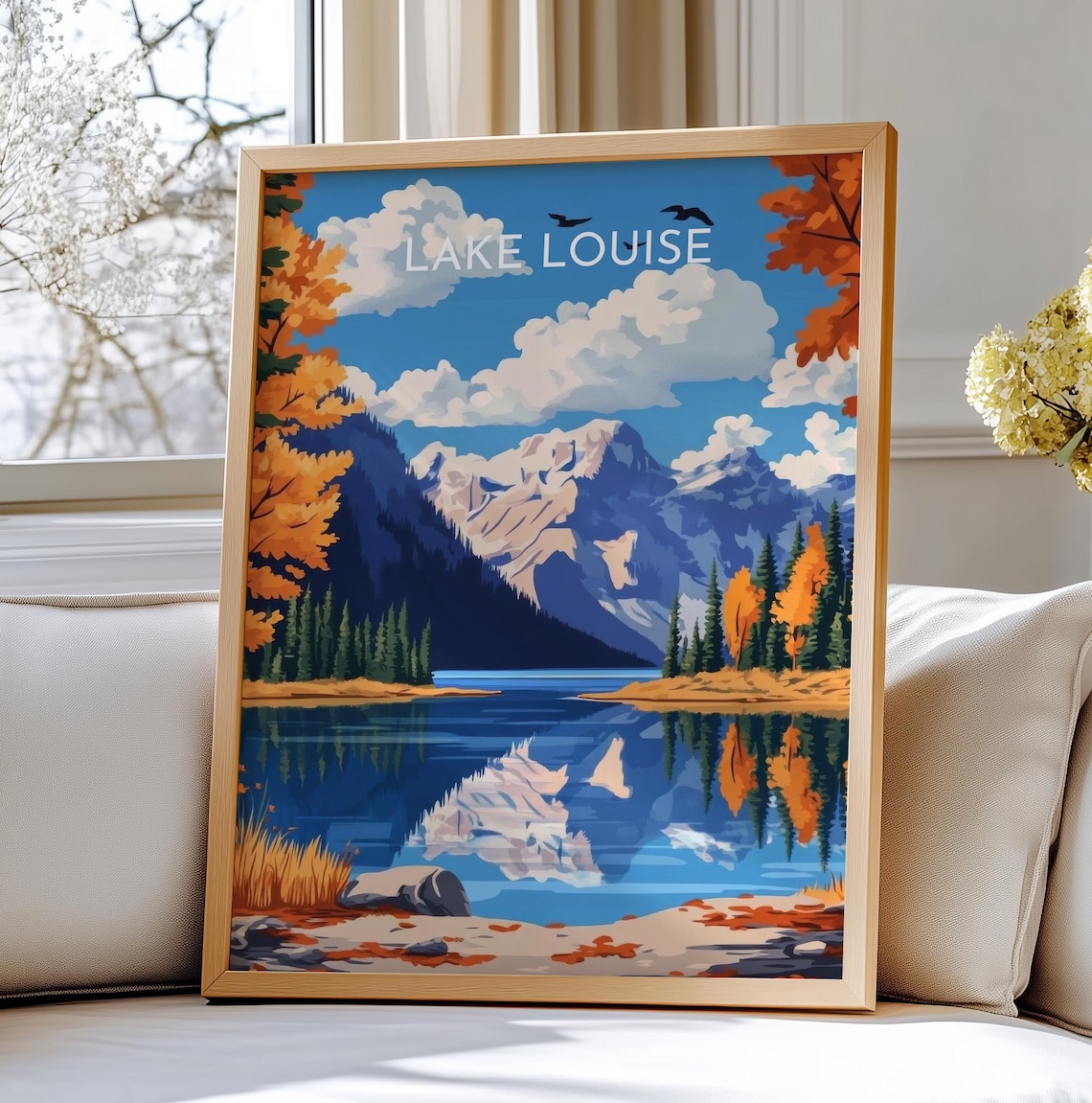 Lake Louise Autumn Rocky Mountains Reflective Lake Travel Poster