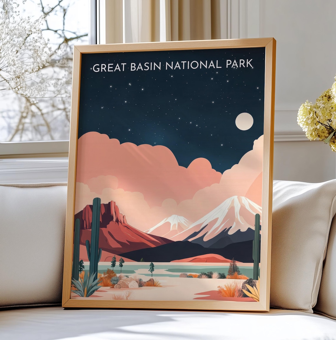 Great Basin National Park Starry Night Desert Moon Travel Poster