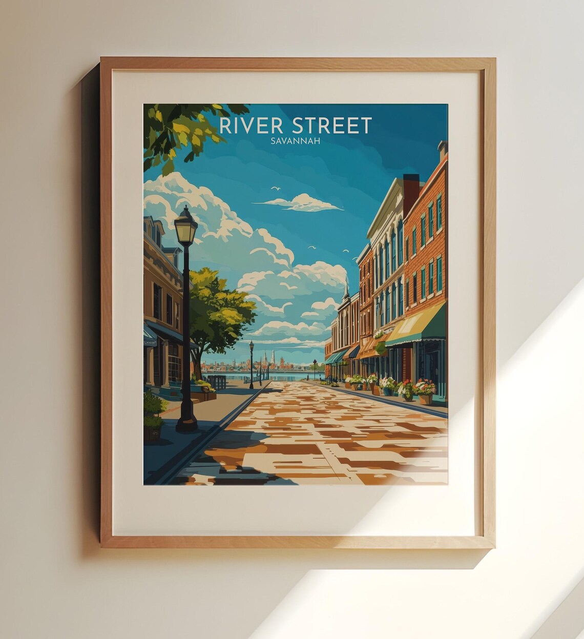 Historic River Street Savannah Cobblestone Street Travel Poster
