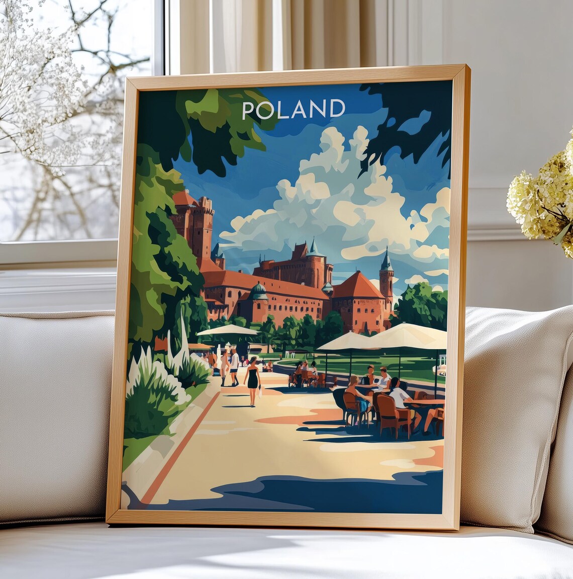 Malbork Castle Poland Red Brick Fortress Vintage Travel Poster