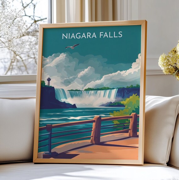 Niagara Falls Daytime Horseshoe Falls Tower Viewpoint Travel Poster