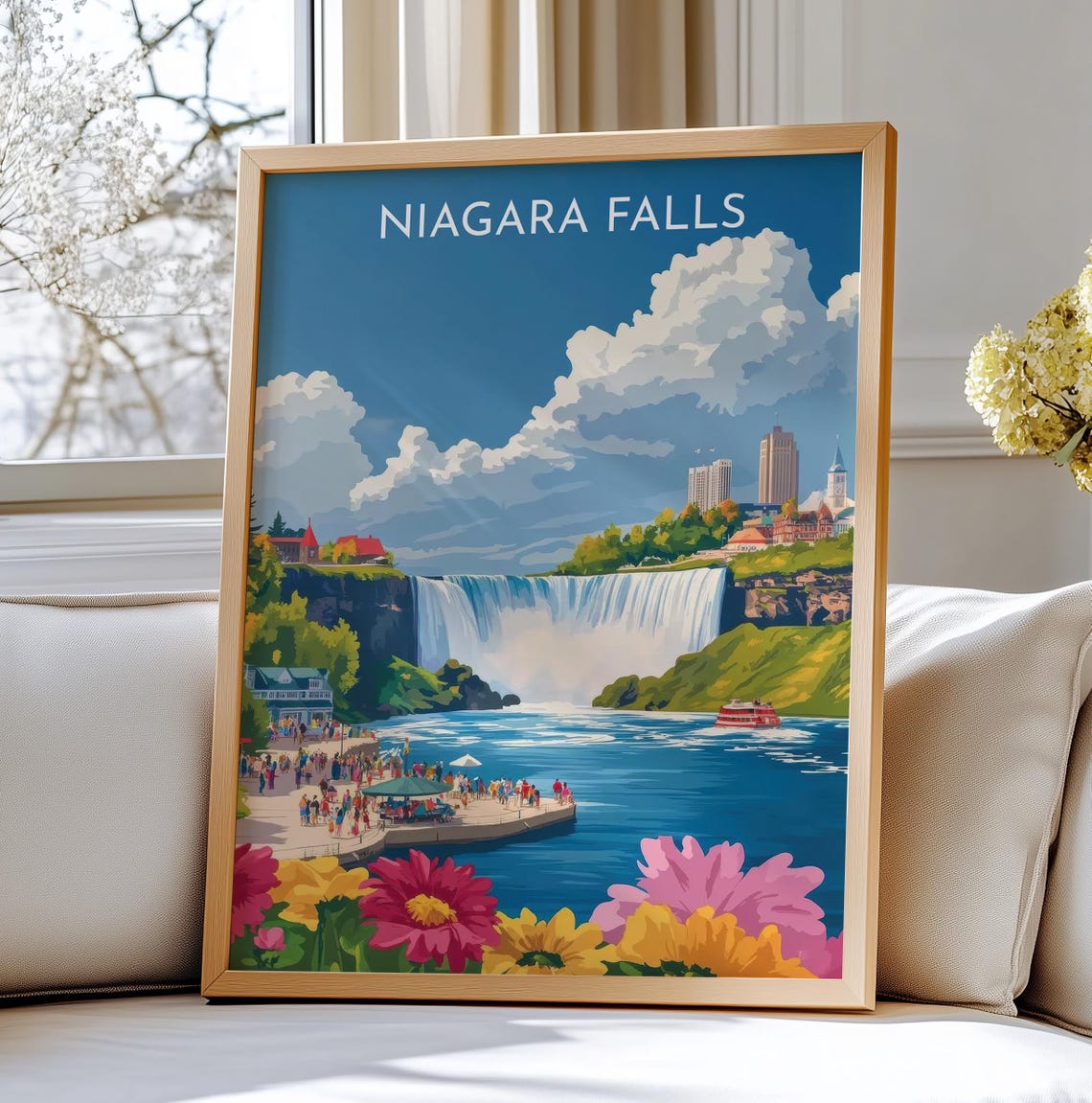 Niagara Falls Vintage Travel Style Waterfall Landscape Poster
