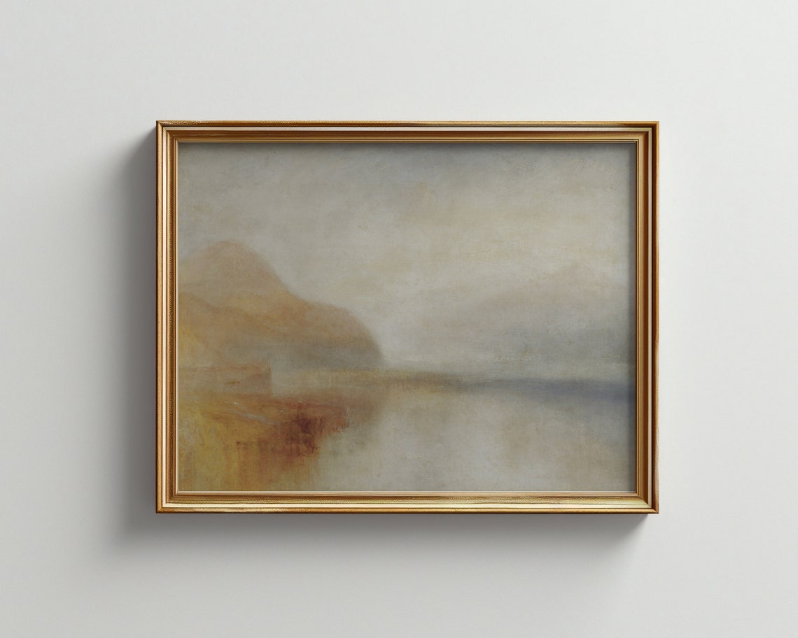 Muted Earth Tone Misty Abstract Landscape Vintage Style Wall Art