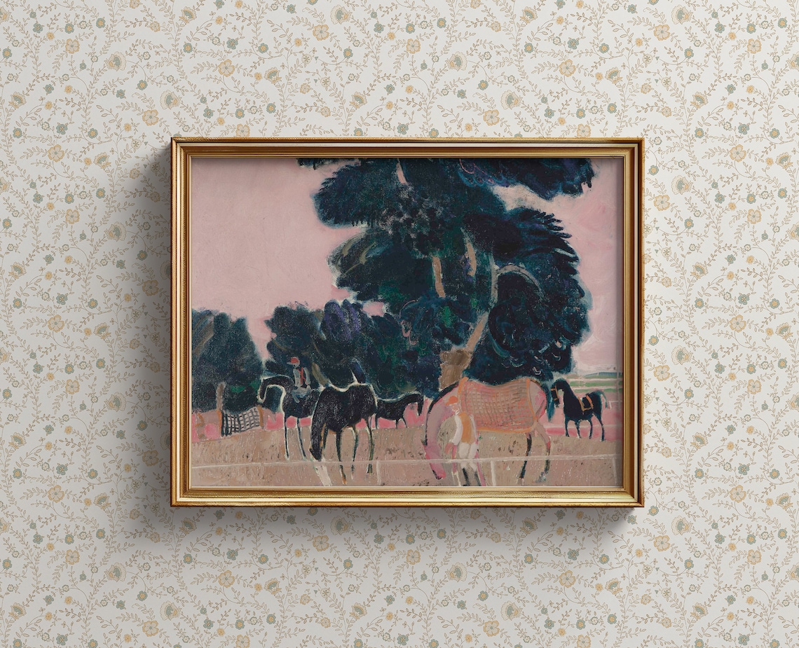 Abstract Equestrian Vintage Landscape Art Print