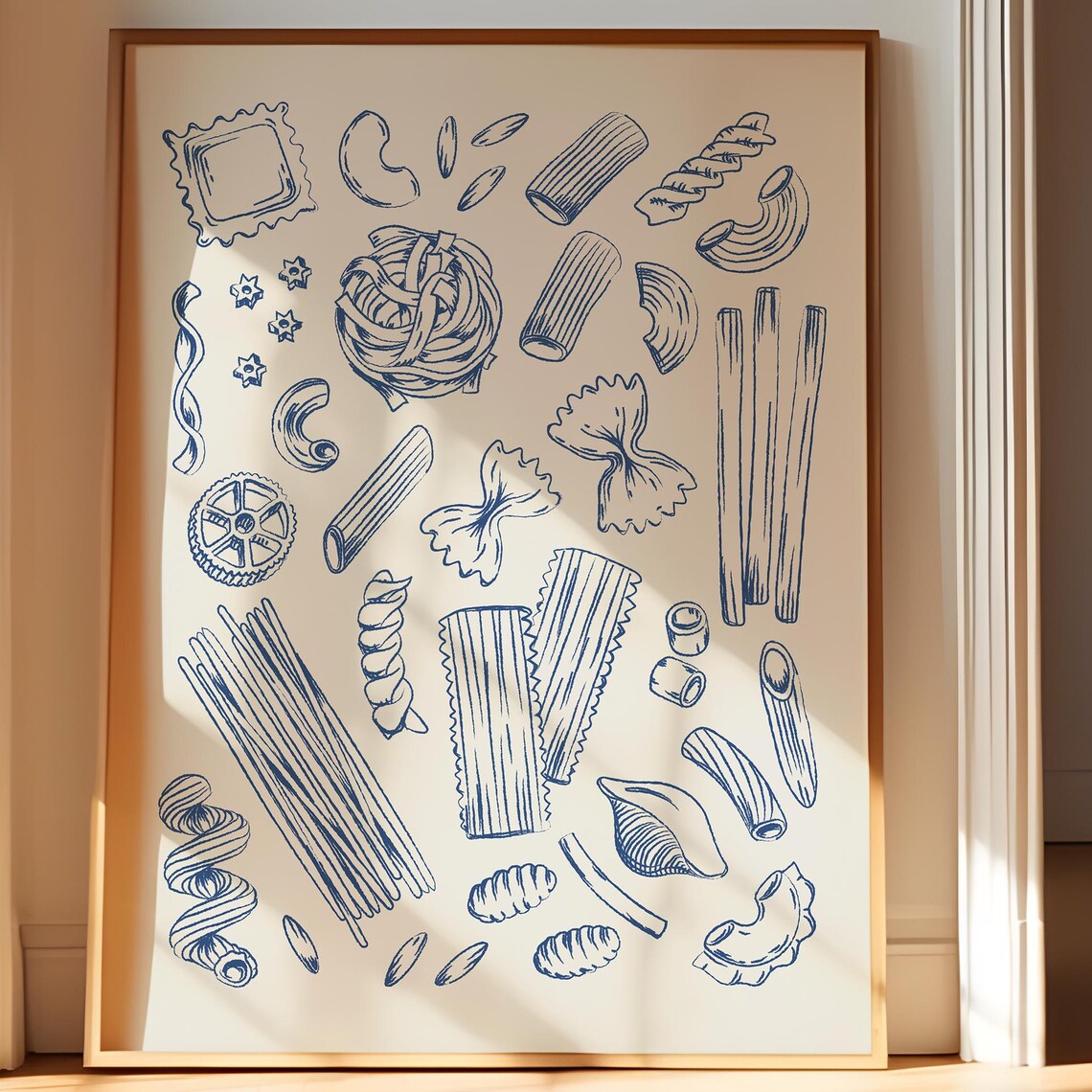 Pasta Illustration, Minimal Italian Food Art Print