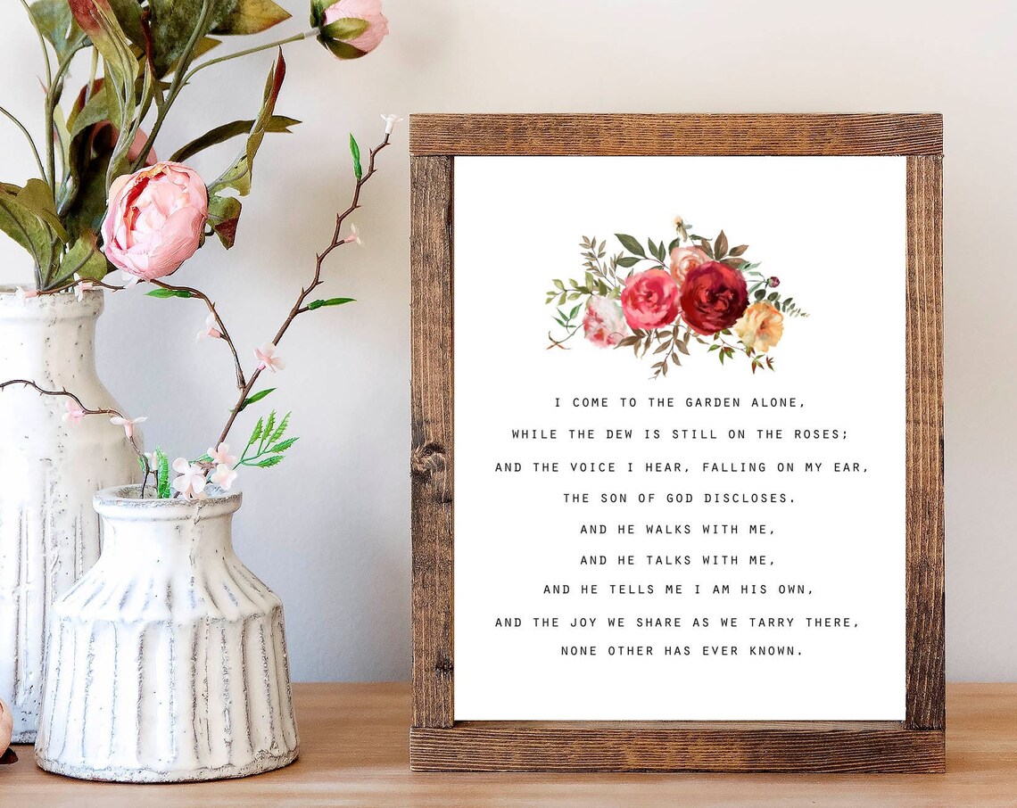 I Come to the Garden Alone Hymn Floral Christian Faith Art Print - Image 2