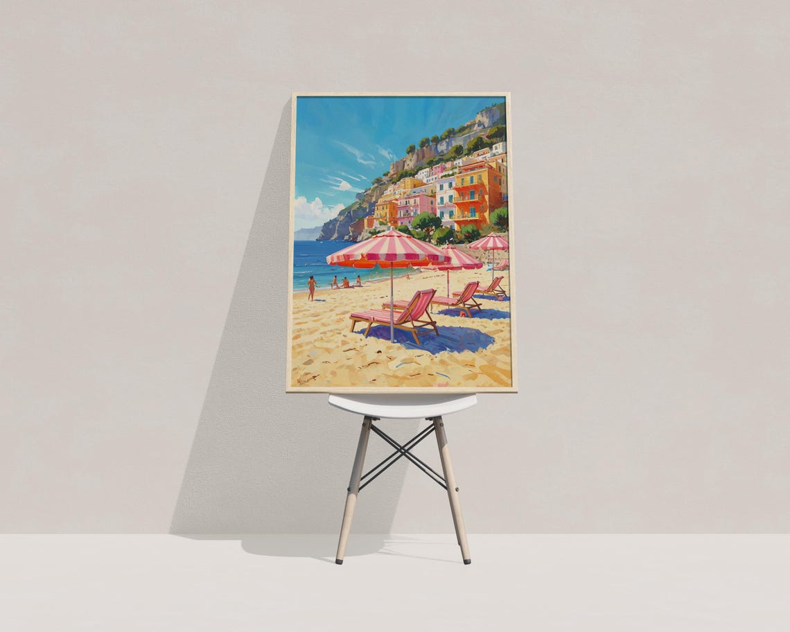 Amalfi Coast Italy Beach Colorful Cliffside Town Summer Travel Poster - Image 4