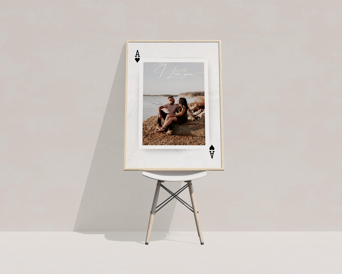 Ace of Hearts Playing Card Custom Couple Photo I Love You Art Print - Image 3
