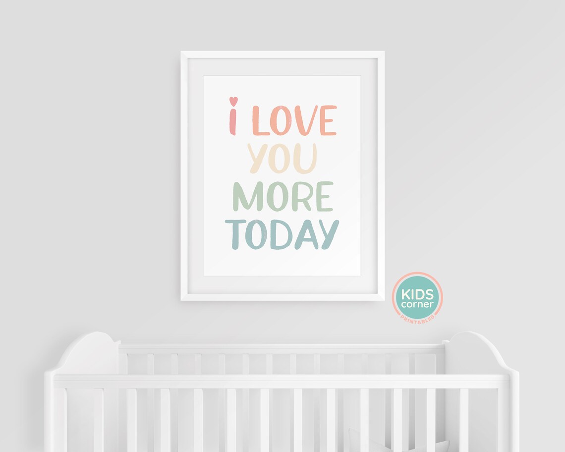 I Love You More Today Pastel Rainbow Typography Love Quote Poster - Image 3
