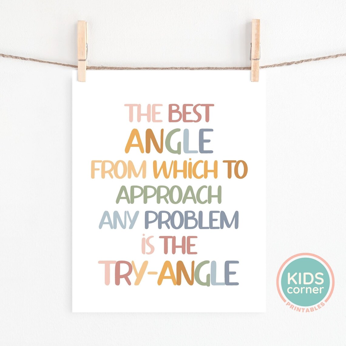 Try Angle Math Humor Classroom Boho Art Print - Image 2