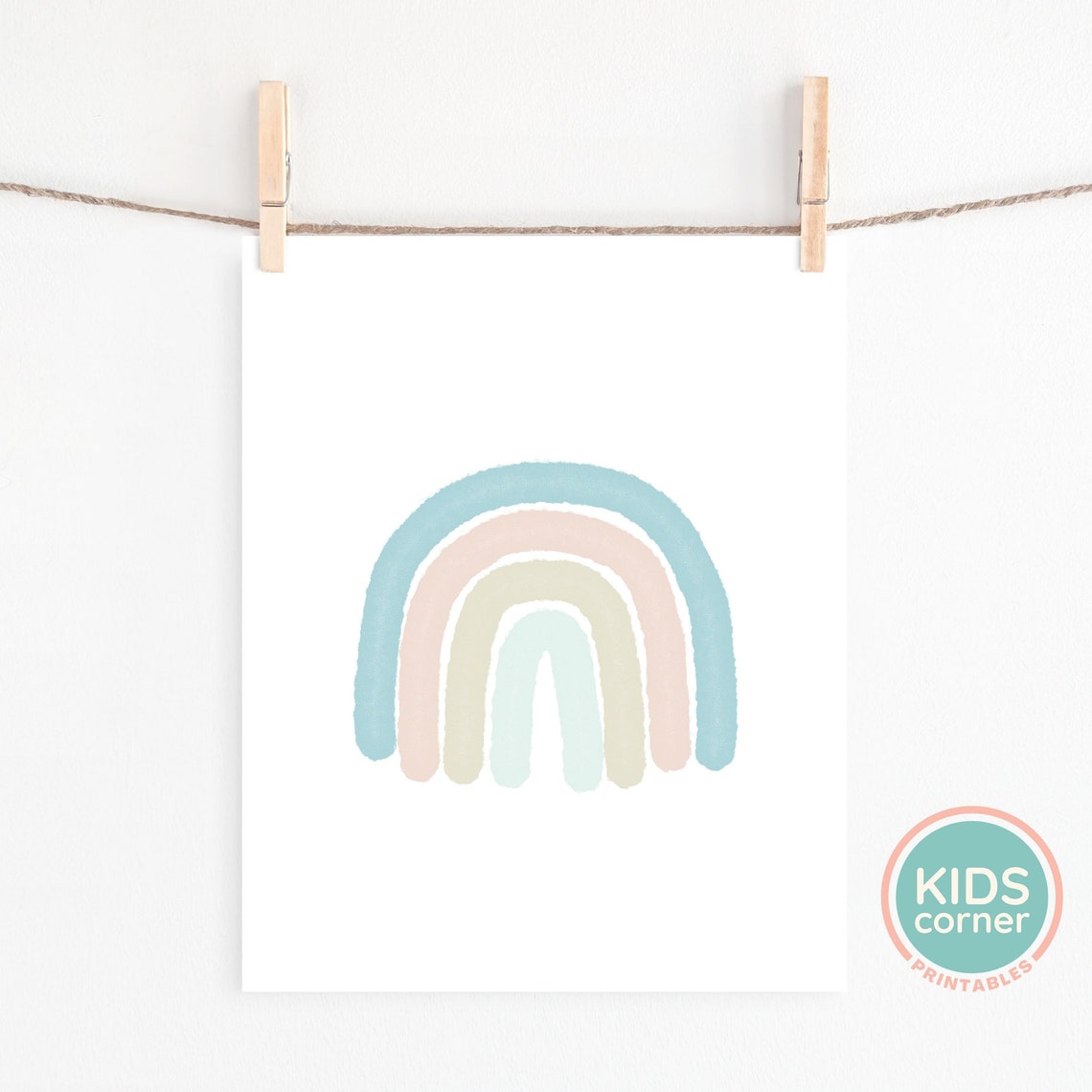 Teal Watercolor Rainbow Soft Minimalist Boho Nursery Kids Poster - Image 2