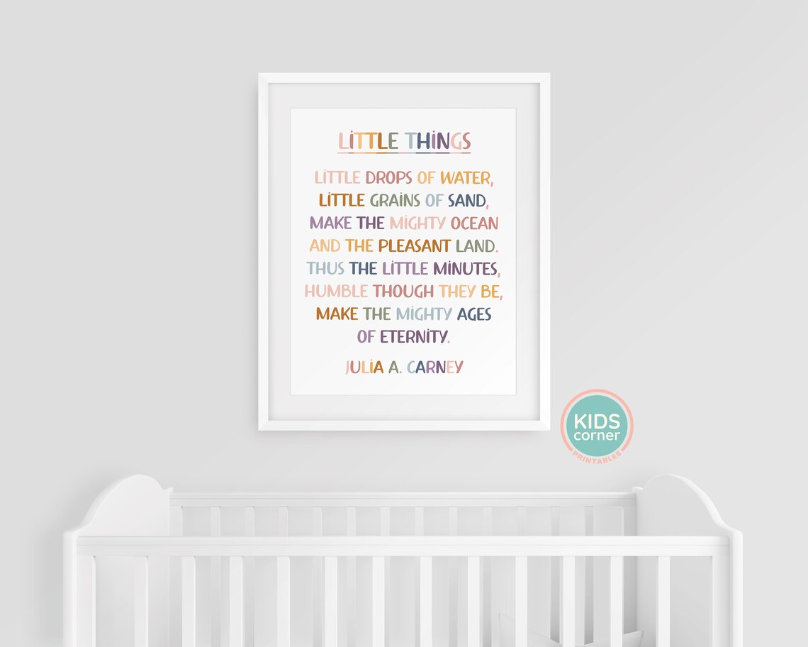 Little Things Julia A Carney Poem Colorful Kids Room Word Art Poster - Image 3