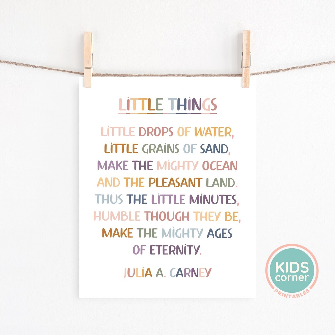 Little Things Julia A Carney Poem Colorful Kids Room Word Art Poster - Image 2