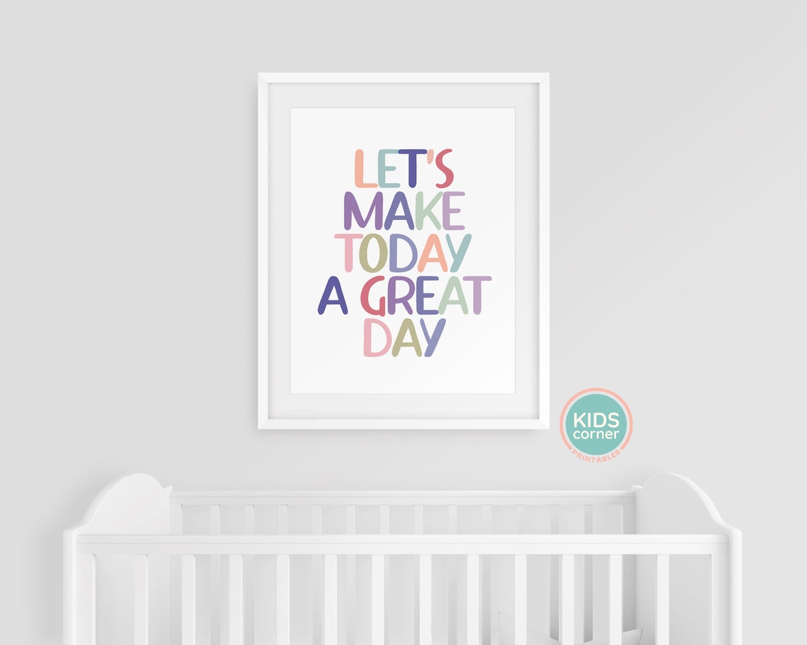 Lets Make Today A Great Day Rainbow Hand Lettered Quote Poster - Image 3