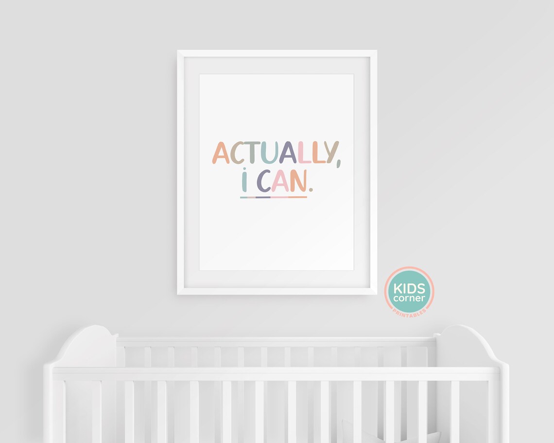 Actually I Can Pastel Rainbow Lettering Kids Encouragement Poster - Image 3