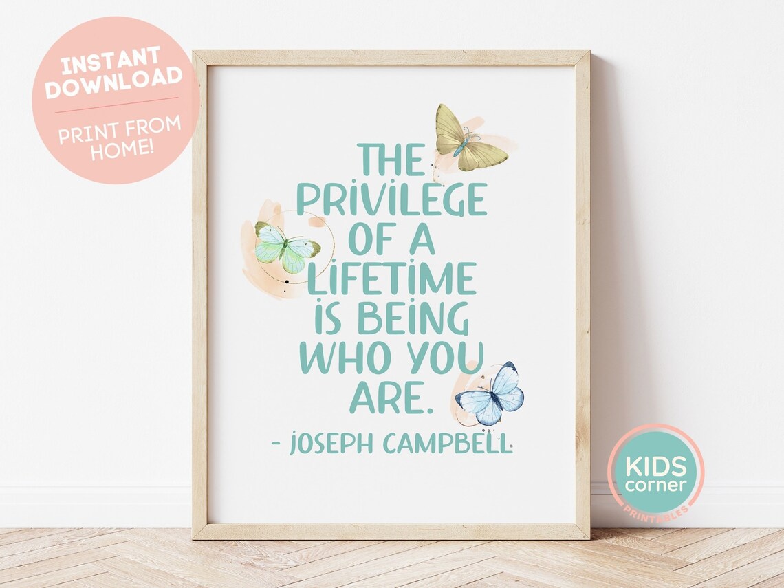 The Privilege Of A Lifetime Is Being Who You Are Campbell Quote Poster