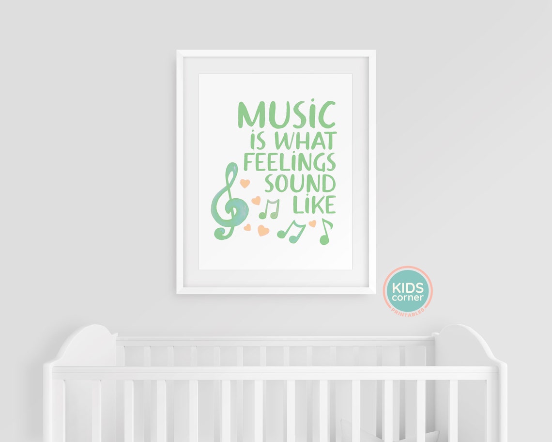 Music Is What Feelings Sound Like Mint Treble Clef Music Poster - Image 3