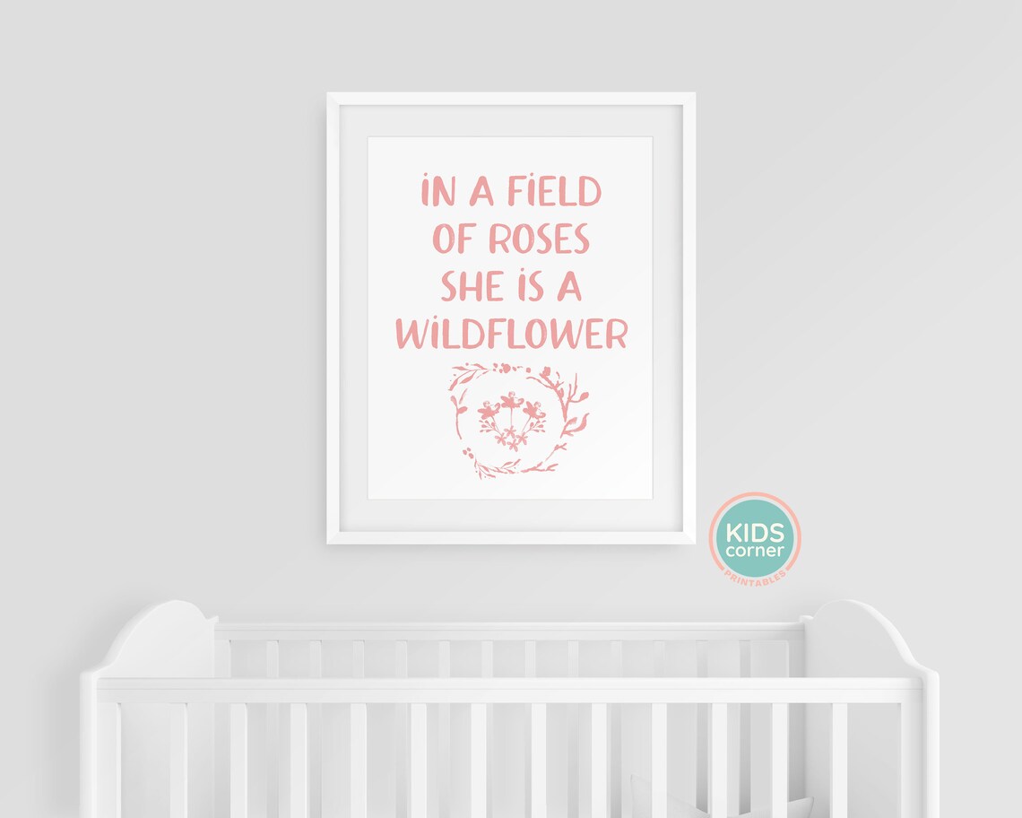 In a Field of Roses She Is a Wildflower Floral Wreath Poster - Image 3