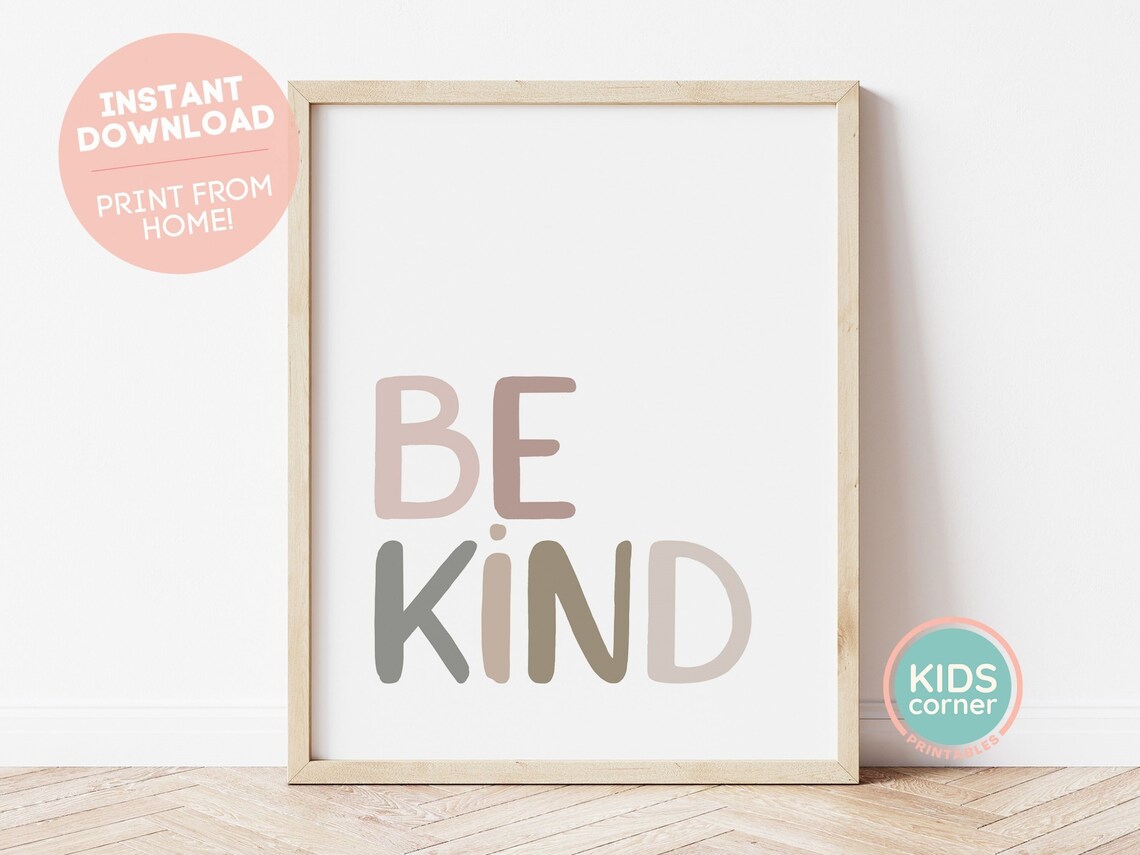 Be Kind Quote Typography Art Print, Home Decor