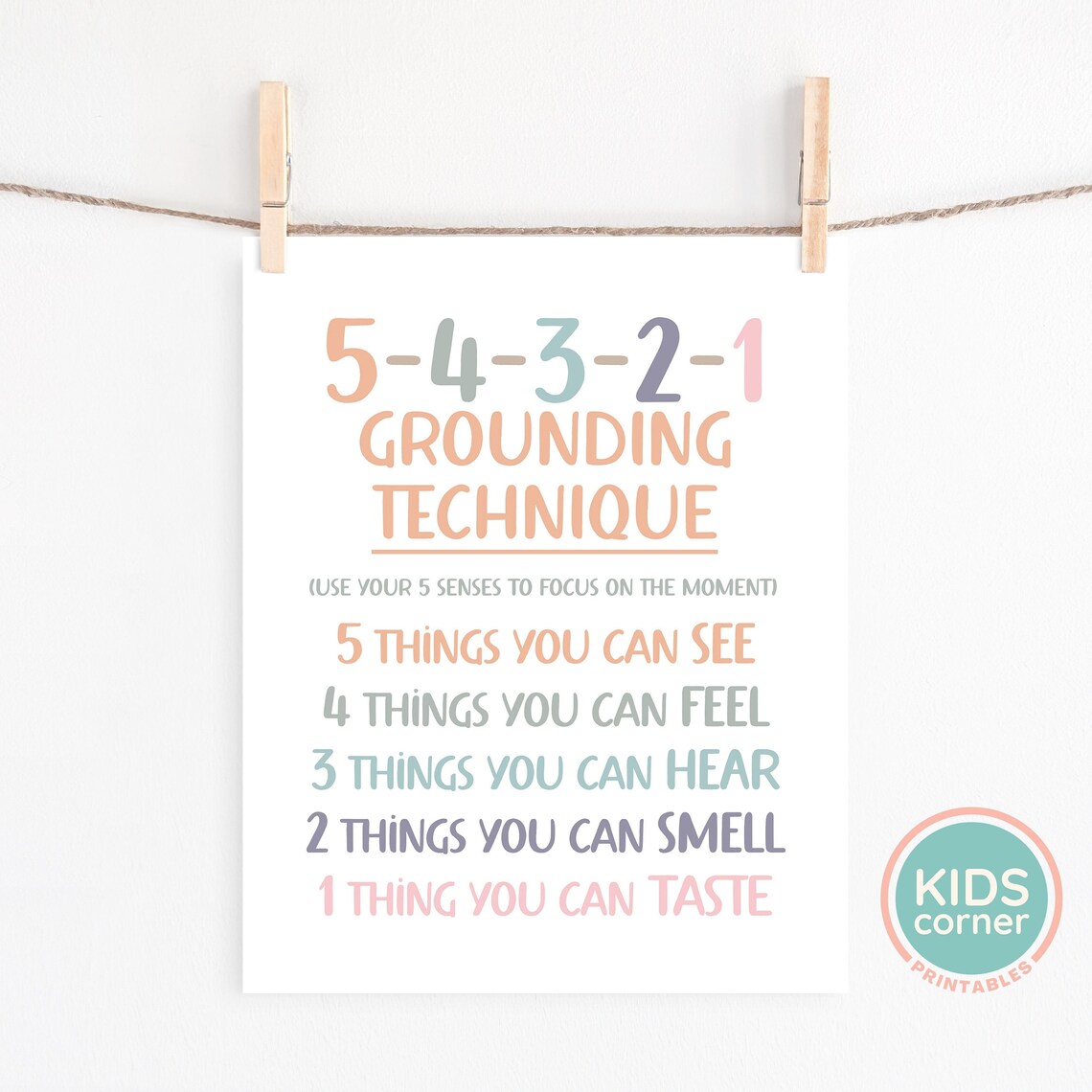 5-4-3-2-1 Grounding Technique Mindfulness Art Print - Image 3