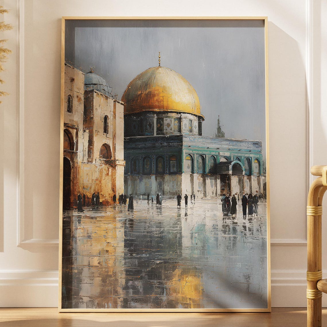 Dome of the Rock Golden Dome Rainy Plaza Jerusalem Art Poster