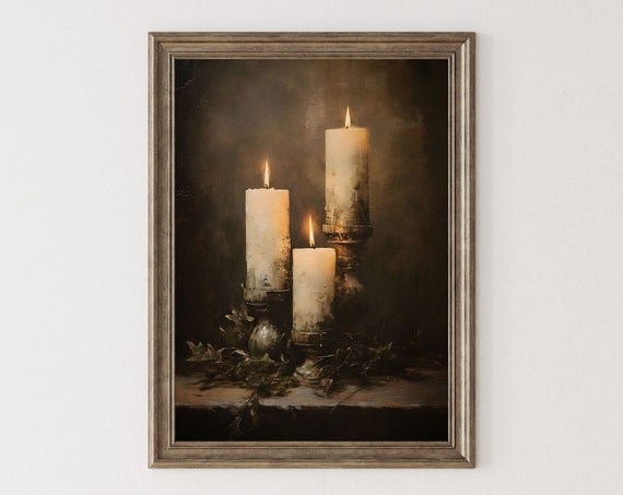 Gothic Dark Academia Victorian Candles Art Print