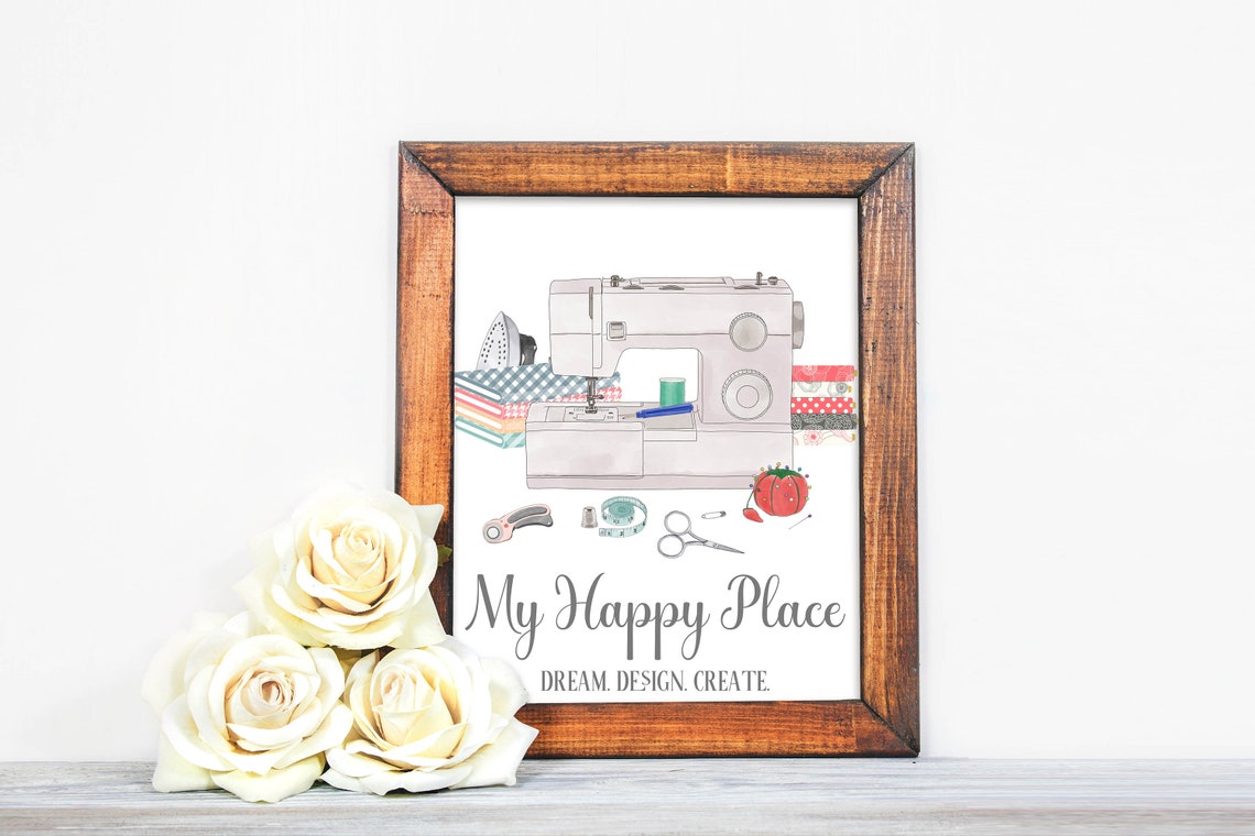 My Happy Place Dream Design Create Sewing Machine Craft Room Poster - Image 3
