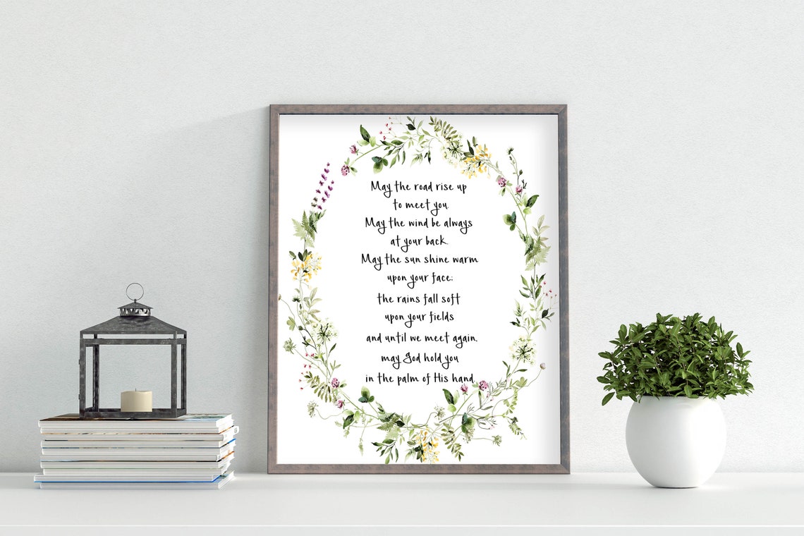 Irish Blessing May The Road Rise Up To Meet You Floral Wreath Poster - Image 5