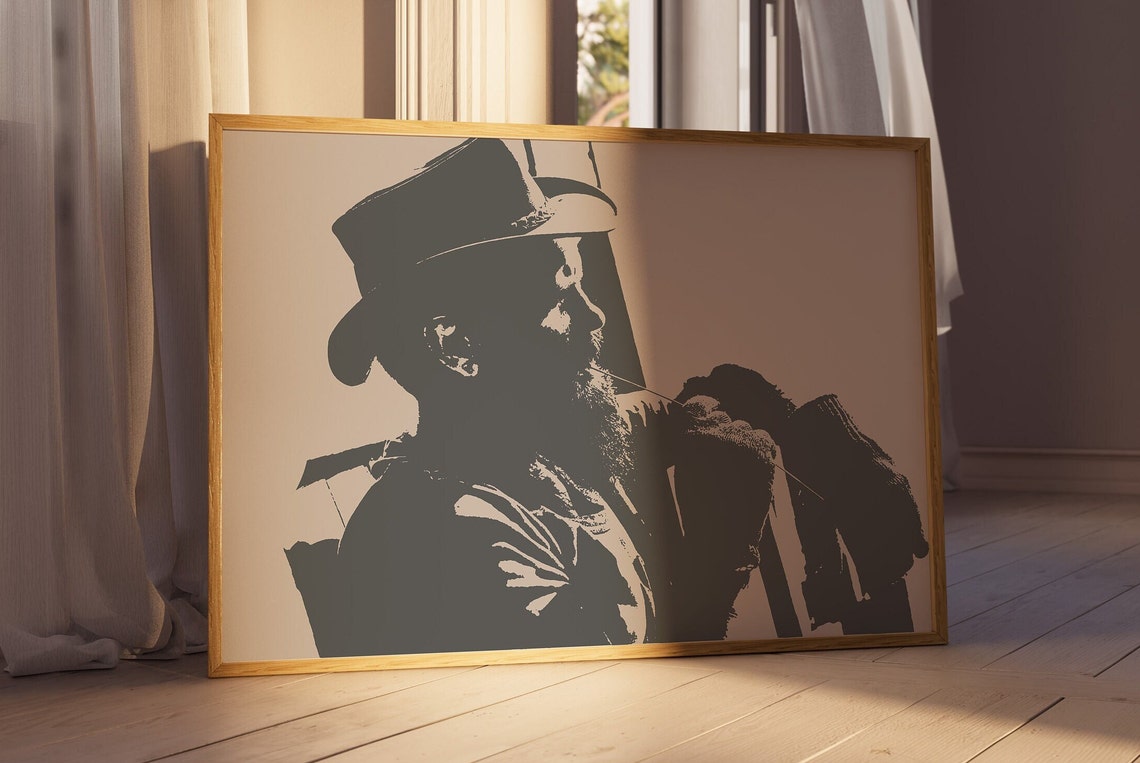 Urban Cowboy Stencil Silhouette Cowboy Hat Monochrome Poster