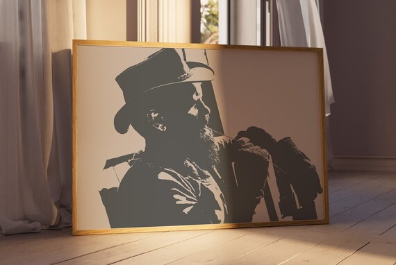 Urban Cowboy Stencil Silhouette Cowboy Hat Monochrome Poster