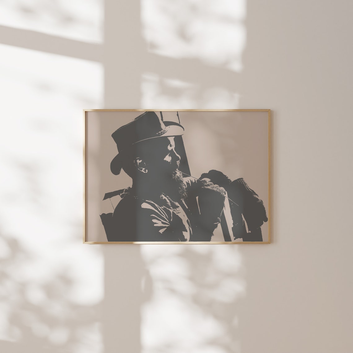 Urban Cowboy Stencil Silhouette Cowboy Hat Monochrome Poster - Image 2