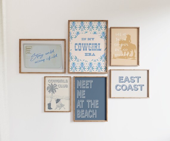Six Piece Coastal Cowgirl Era Gallery Wall Collage Poster Set