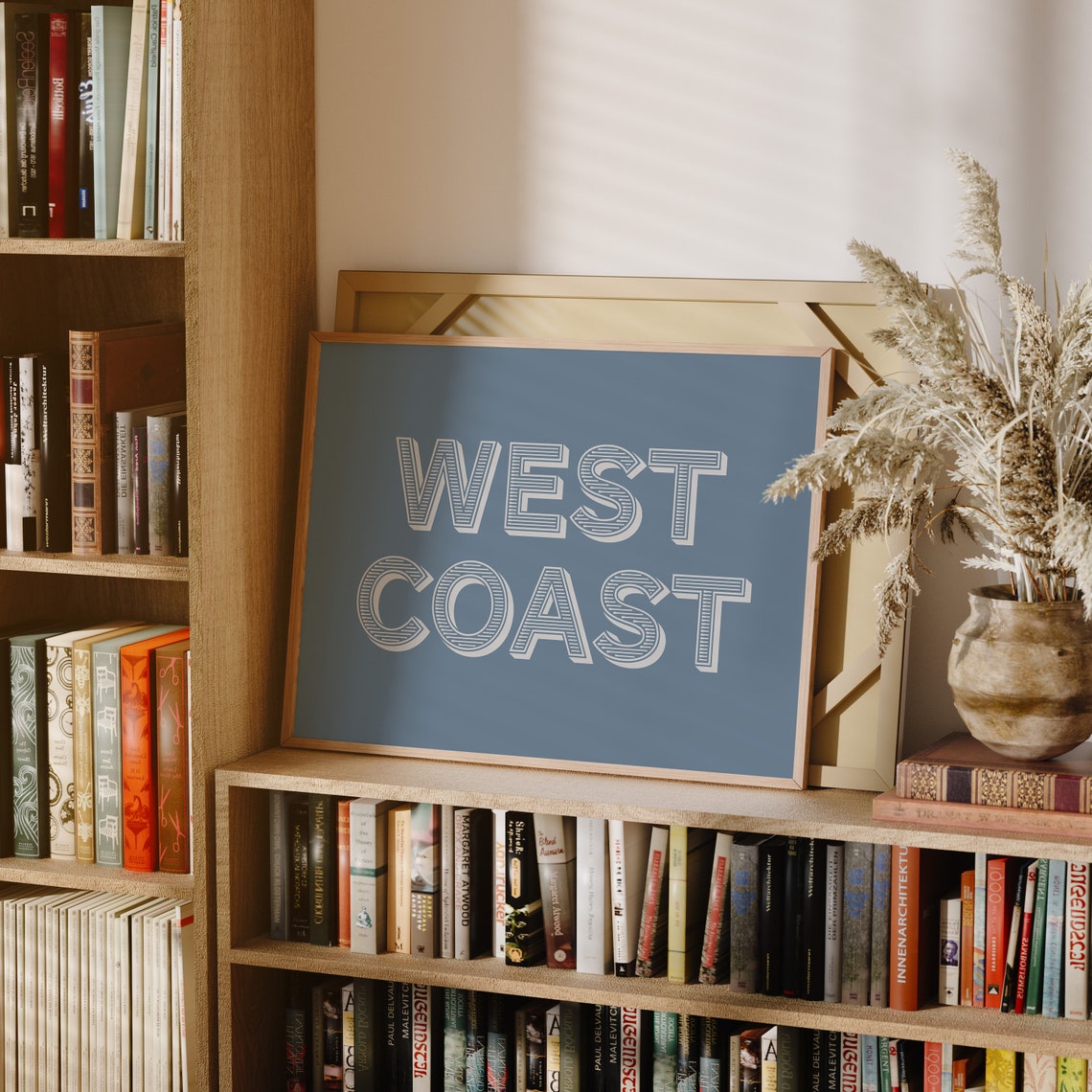 West Coast Coastal Typography Serif Lettering Dusty Blue Wall Art - Image 2