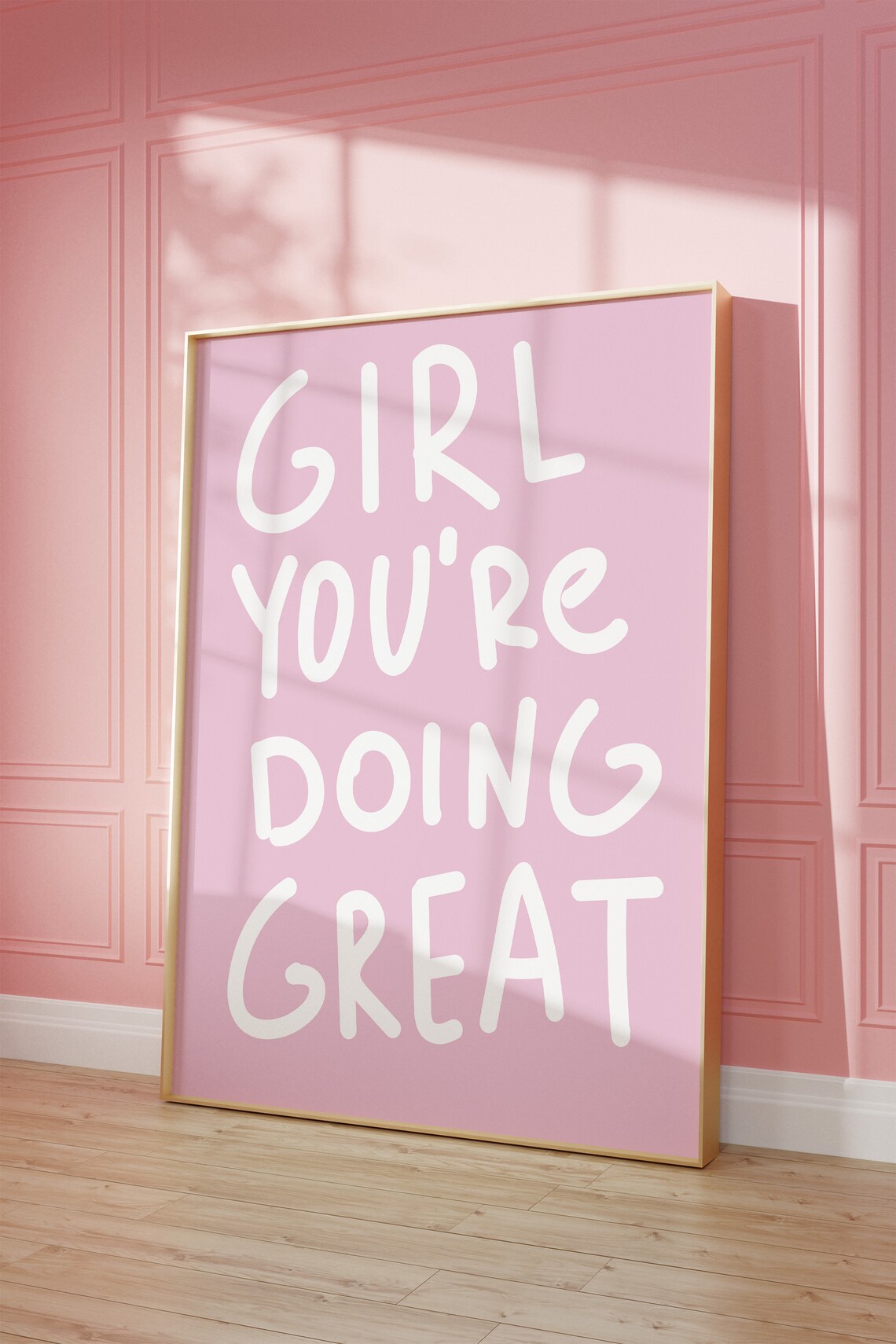 Girl You're Doing Great Handwritten Encouraging Quote Blush Pink Wall Art - Image 2