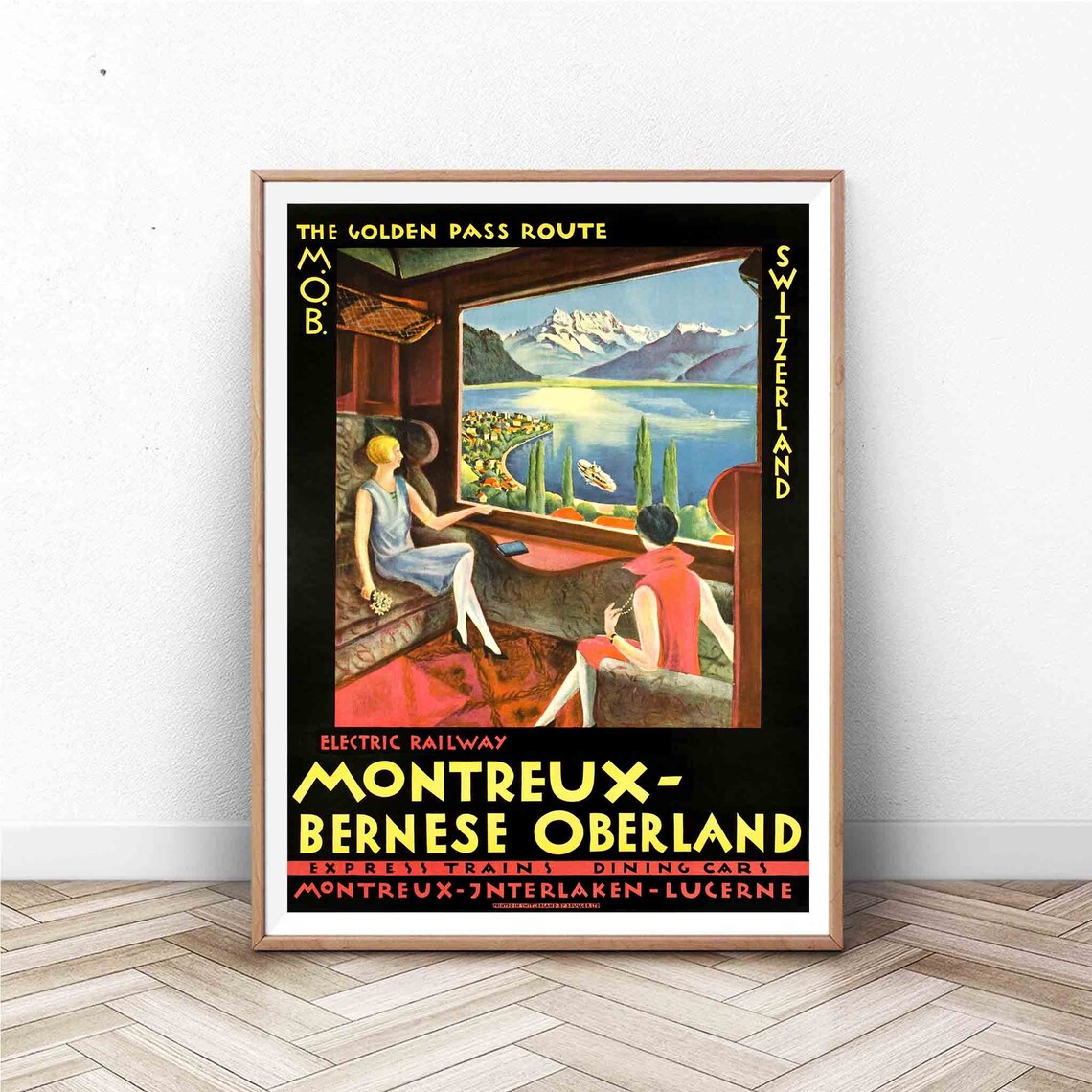 Montreux Vintage Travel Poster, Swiss Art Print
