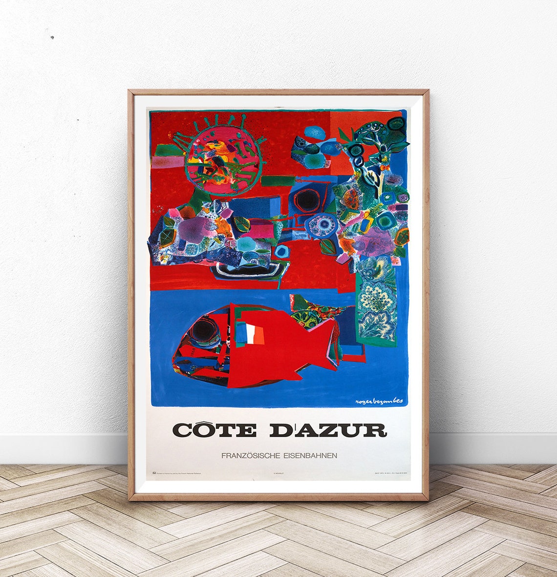 Roger Bezombes Cote Azur Red Fish French Railway Abstract Poster