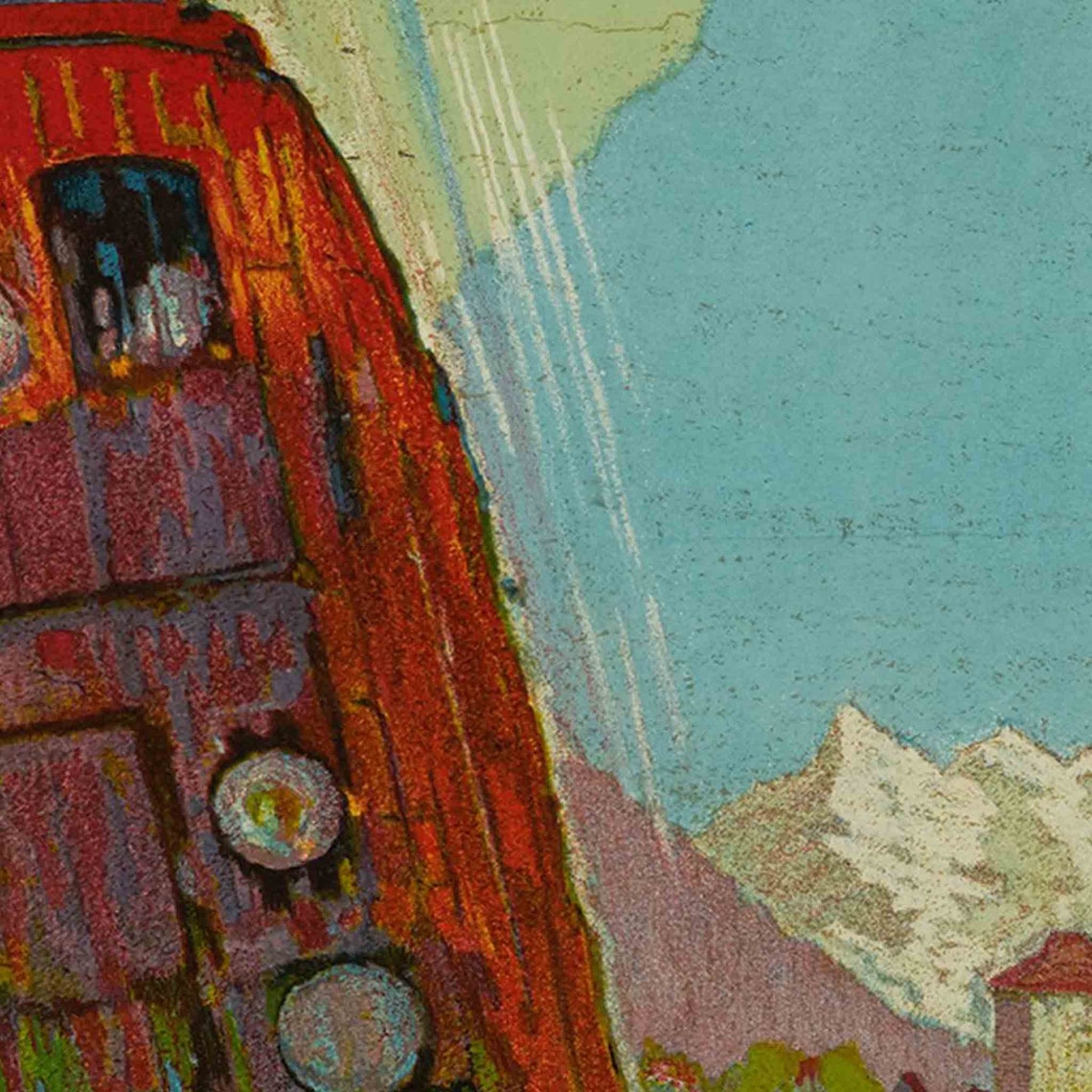 Switzerland Simplon Electric Railway Vintage Red Train Travel Poster - Image 2