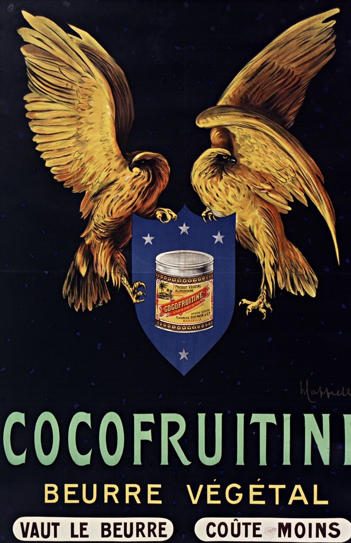 Cocofruitine Beurre Vegetal Golden Eagles Vintage Butter Ad Poster - Image 2