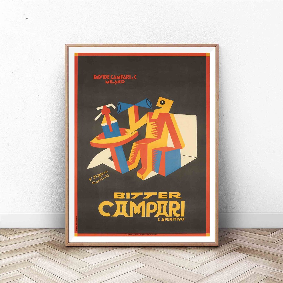 Depero Bitter Campari Futurist Vintage Italian Aperitivo Poster