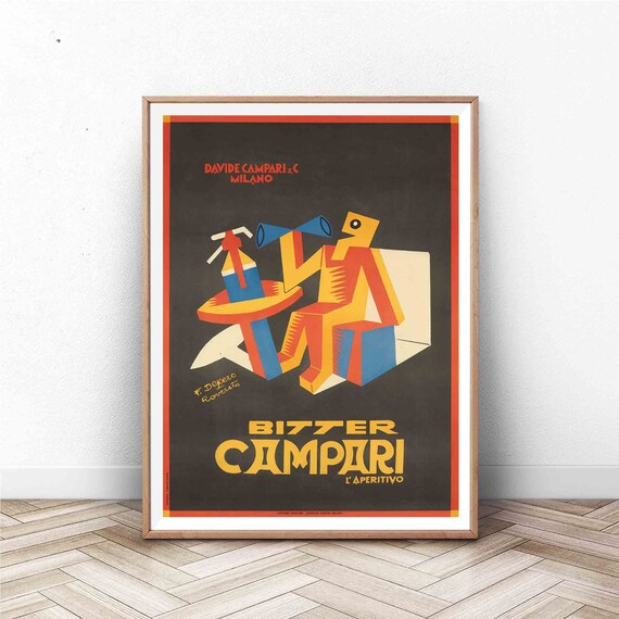 Depero Bitter Campari Futurist Vintage Italian Aperitivo Poster