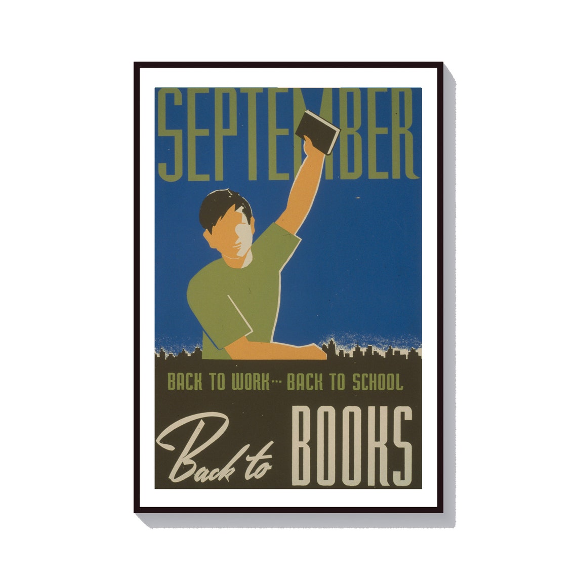 September Back To Books WPA Style Vintage Reading Library Poster