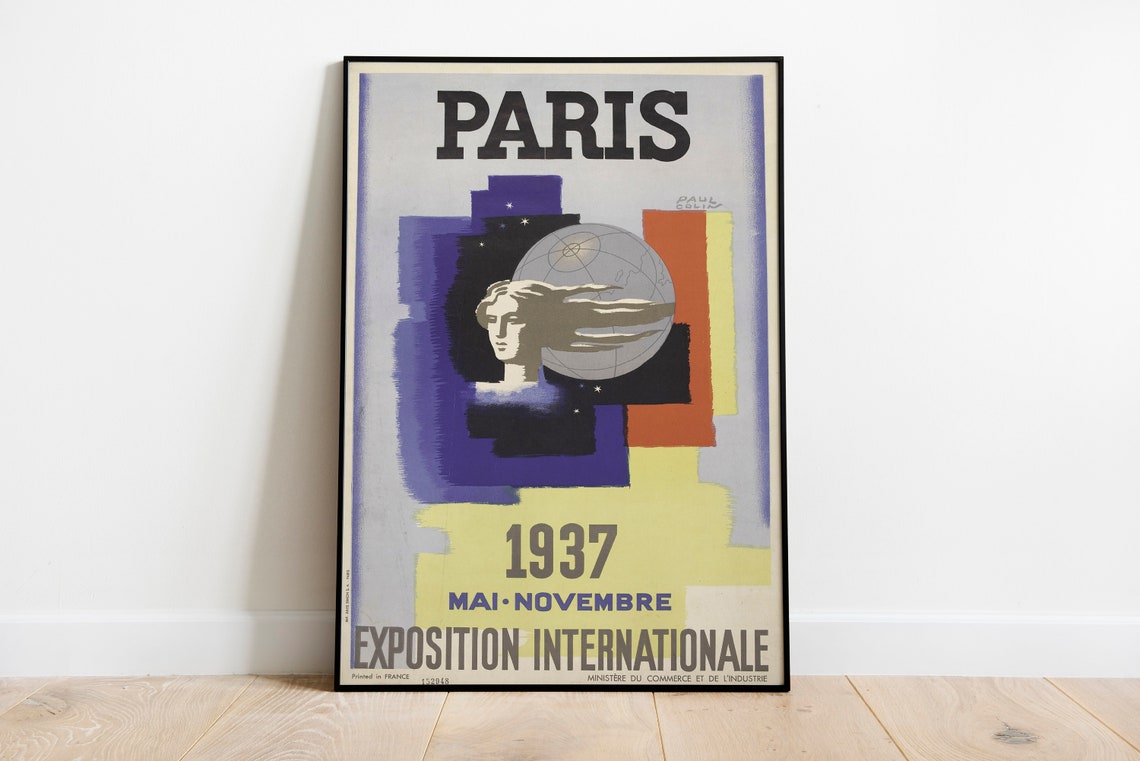 Paul Colin Paris 1937 Exposition Internationale Vintage Poster Globe - Image 2