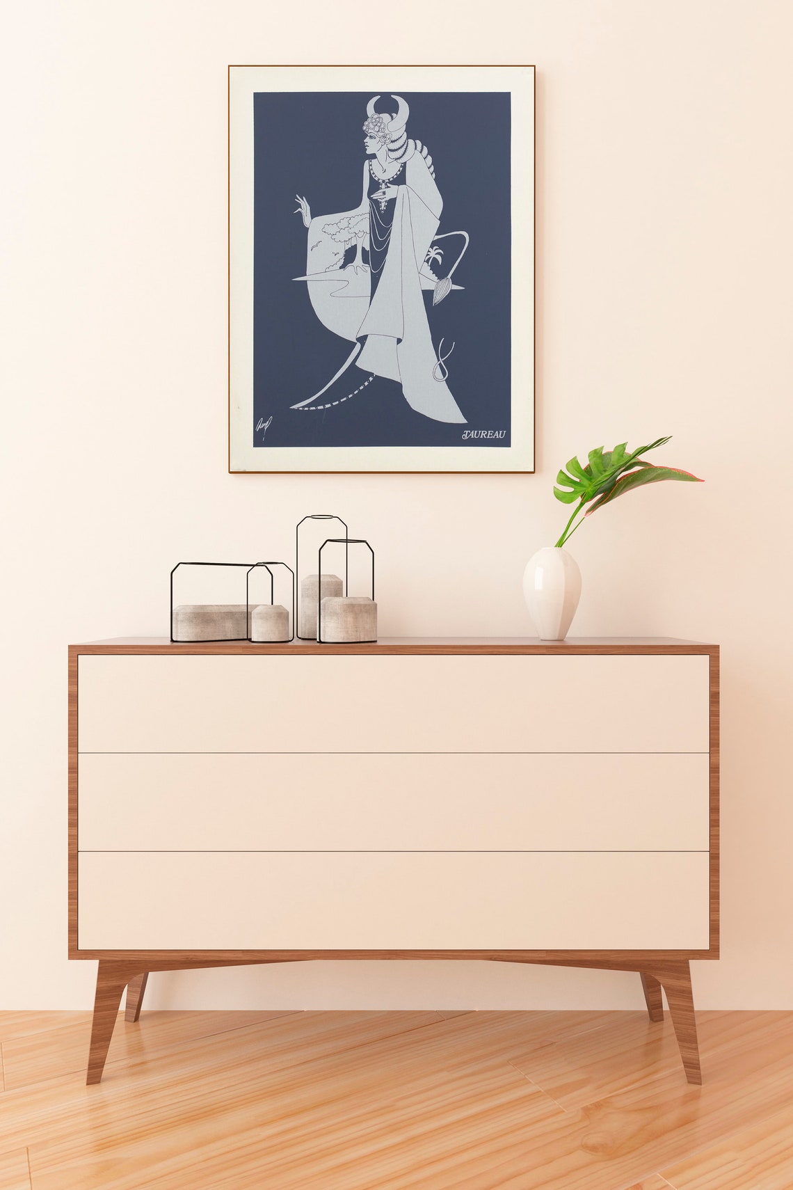 Vintage Taurus Taureau Zodiac Art Deco Bull Horn Star Sign Poster - Image 3