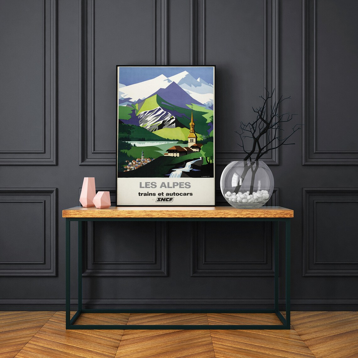 Les Alpes French Alps Vintage Travel Poster - Image 2