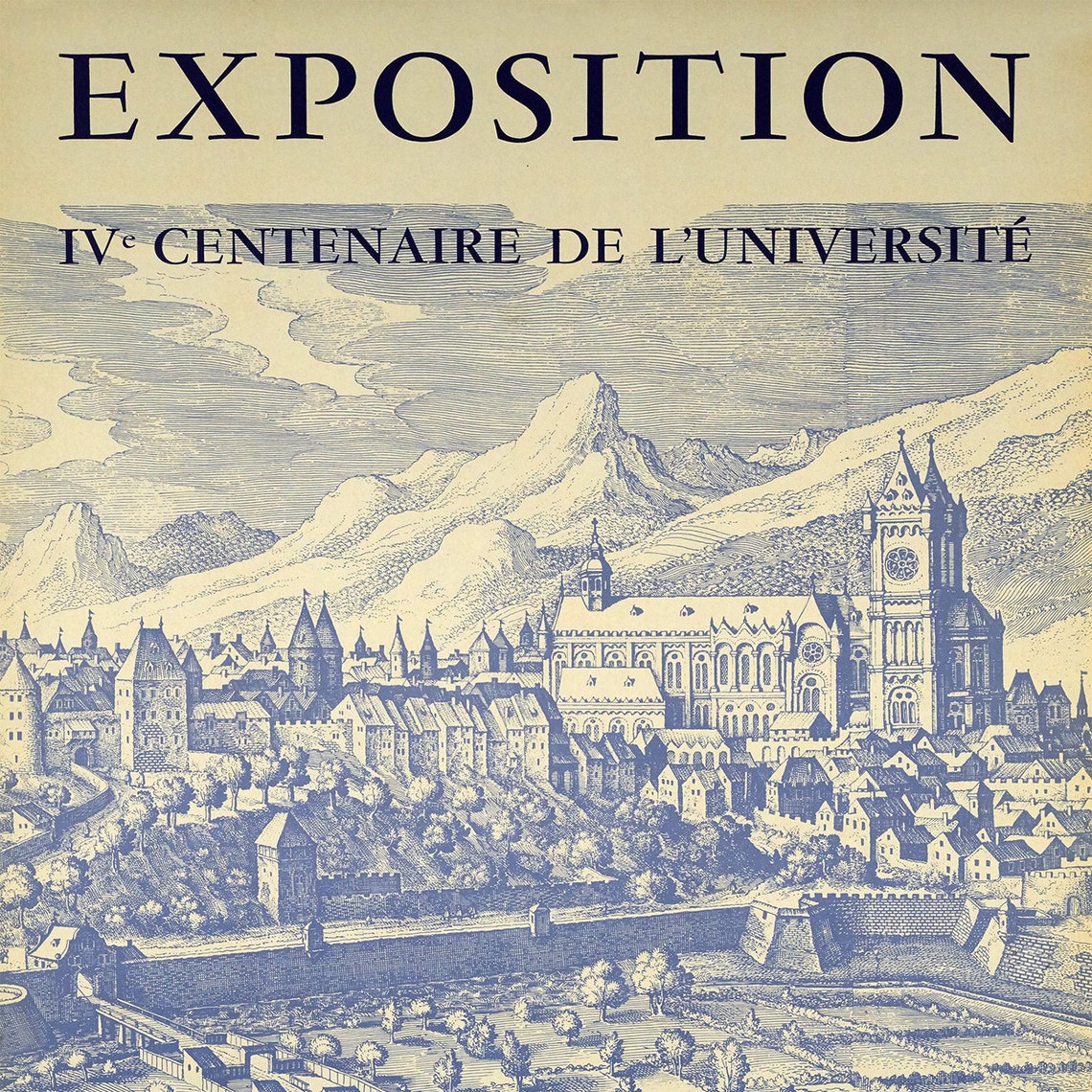 Exposition Universite Centenary 1959 Museum Engraved Cityscape Poster - Image 2