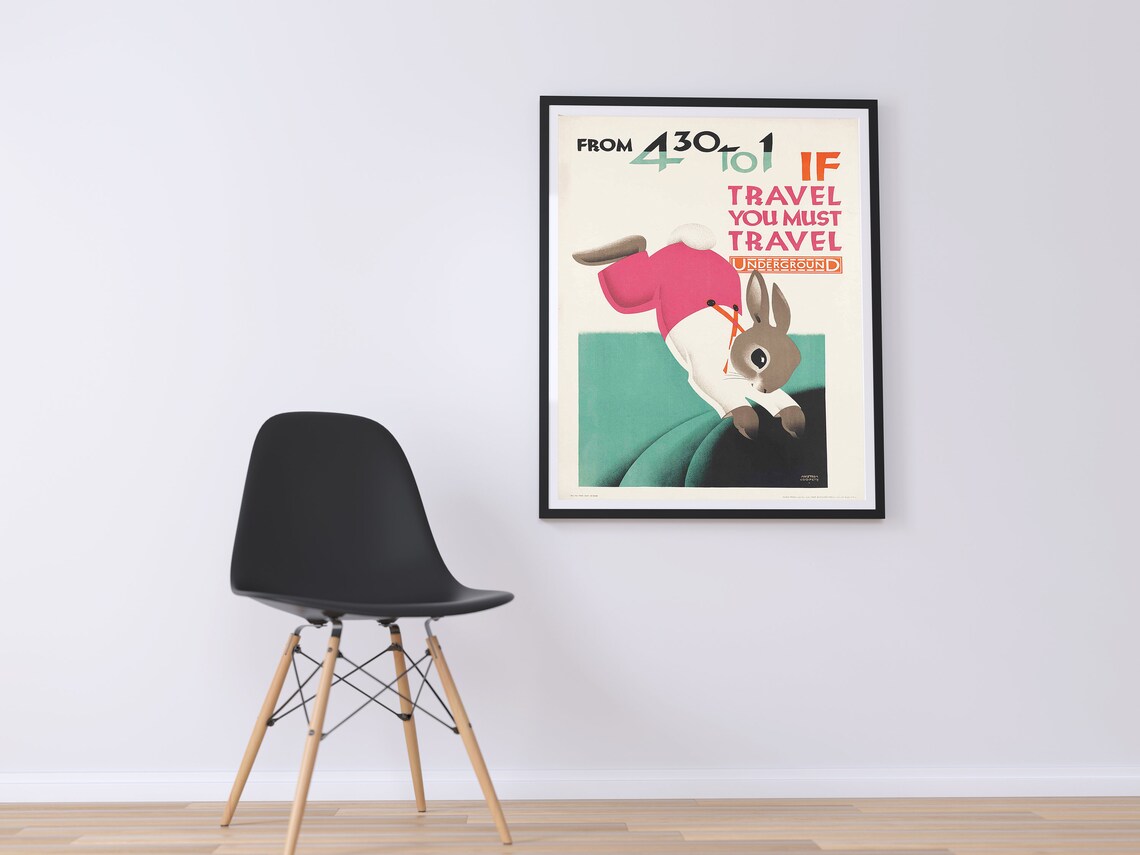 London Underground If Travel You Must Travel Rabbit Bunny Poster - Image 2