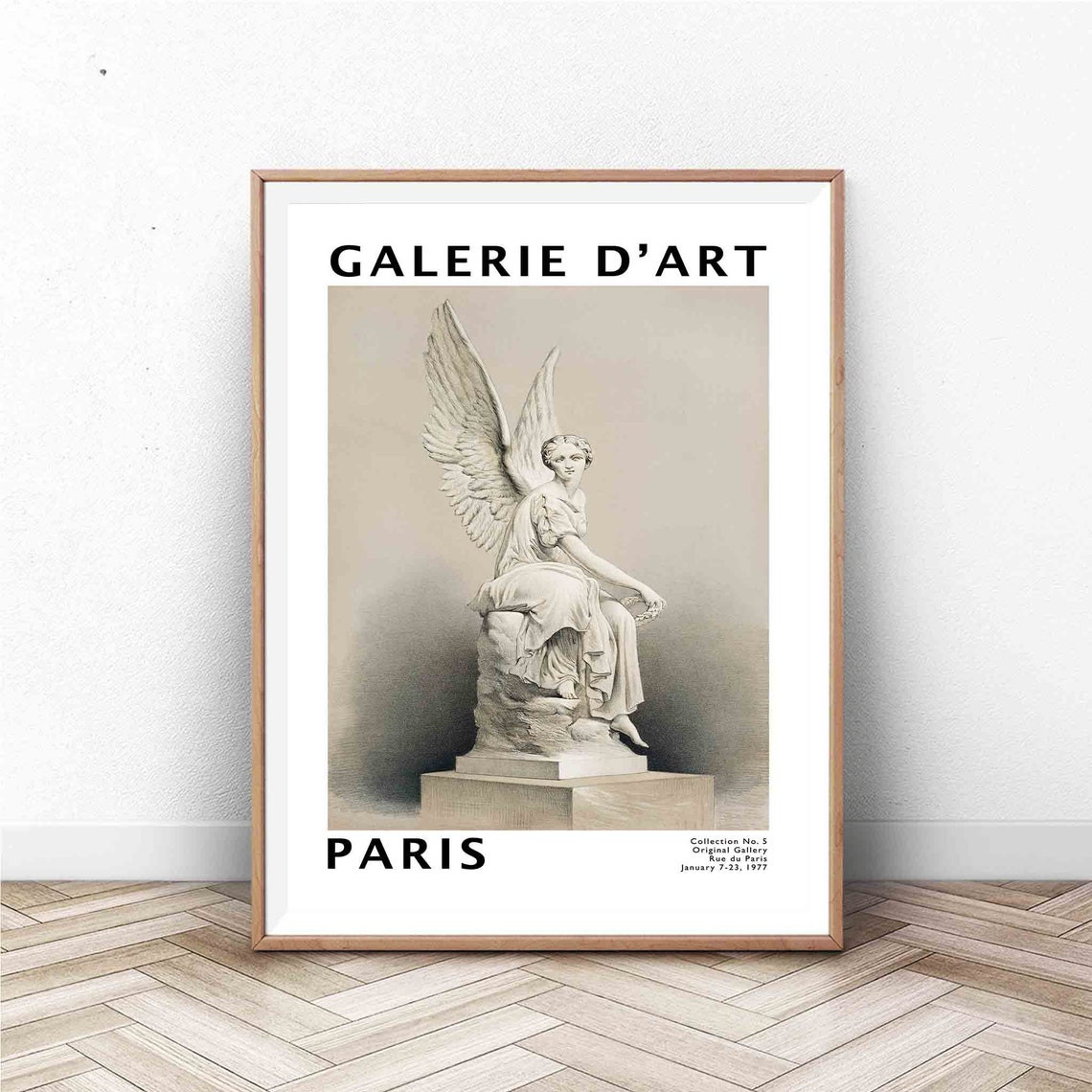 Paris Galerie d Art Winged Victory Marble Statue Exhibition Poster
