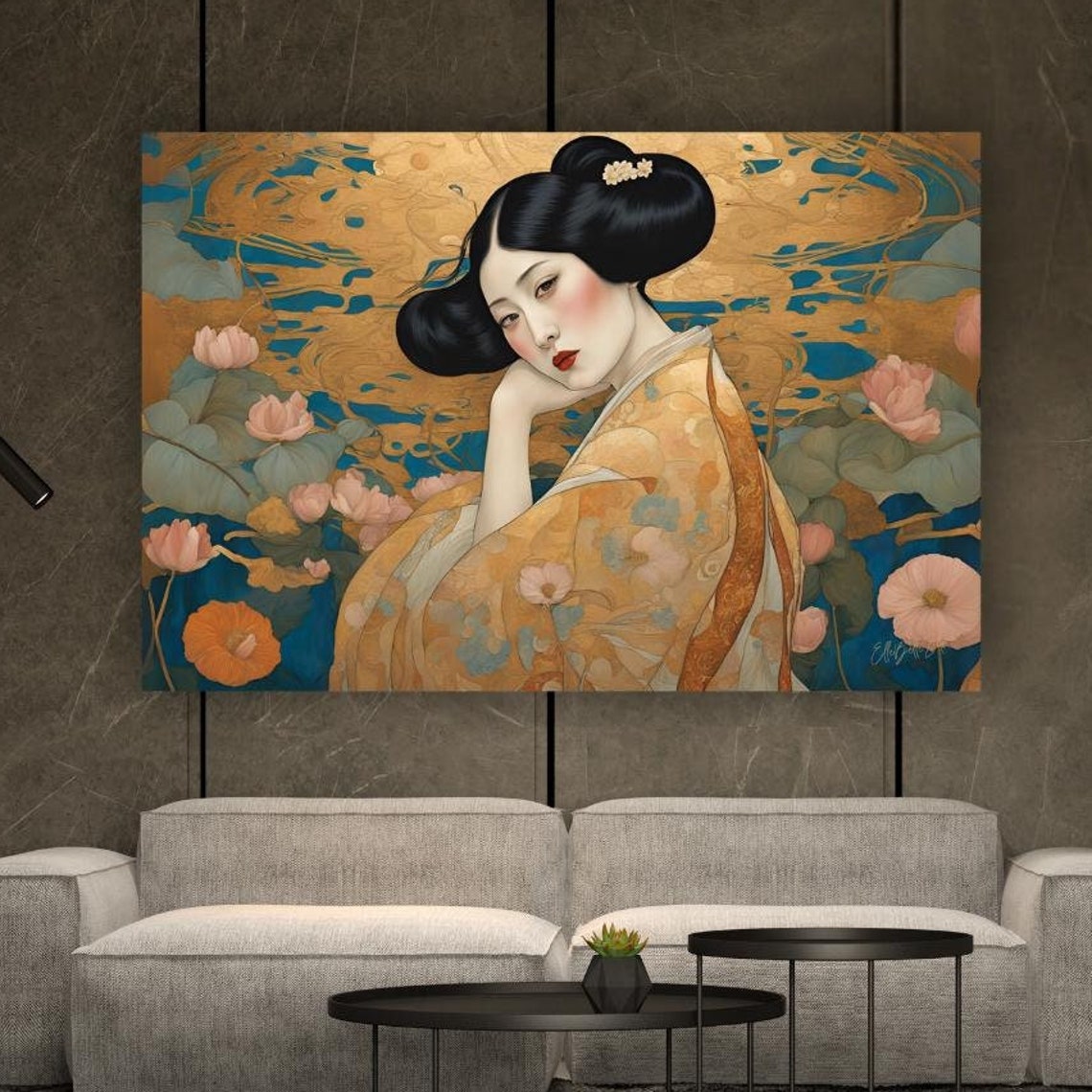 Geisha Japanese French Art Nouveau Painting Les Japonaises 5 Vintage Large Gallery Fine Art Wall Art Artist Signed Print