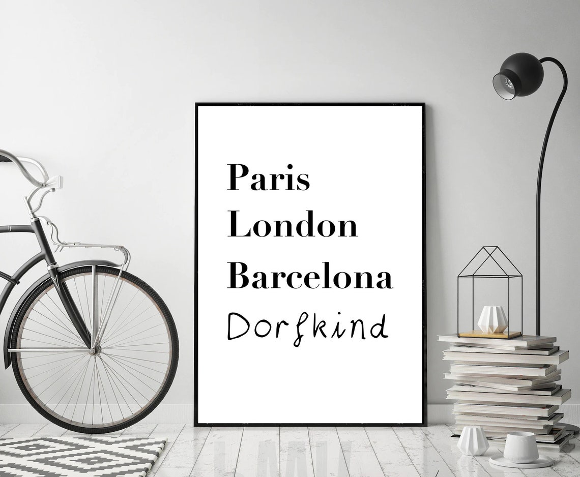 Paris London Barcelona Dorfkind Travel Typography Art Poster - Image 3