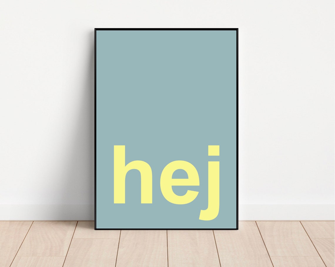 Hej Turquoise Neon Art Print - Image 3